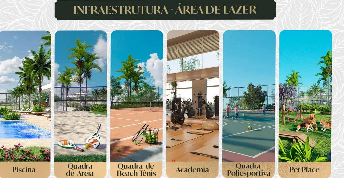 Mosaico da infraestrutura de lazer do condomínio