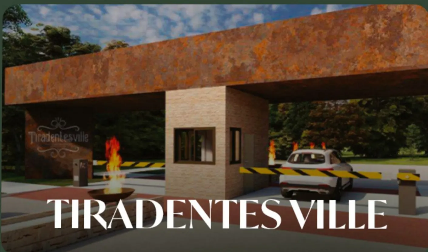 Portaria do condomínio Tiradentes Ville, usado como referência de valorização
