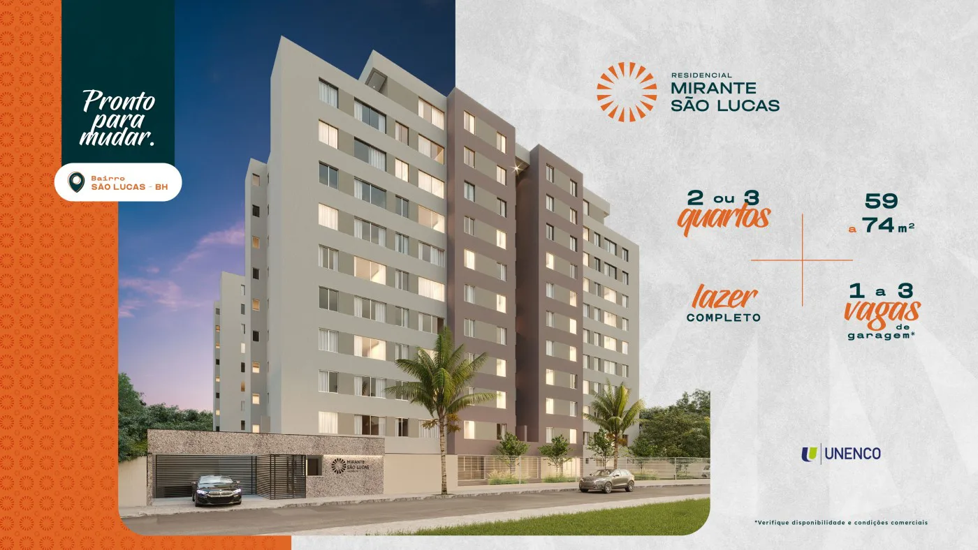 Apartamento para Venda, Belo Horizonte / MG, bairro São Lucas, 2 dormitórios, sendo 1 suíte, 2 banheiros, 1 vaga de garage