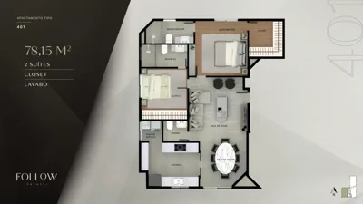 Apartamento para Venda, Belo Horizonte / MG, bairro Savassi, área construída 48,97 m²