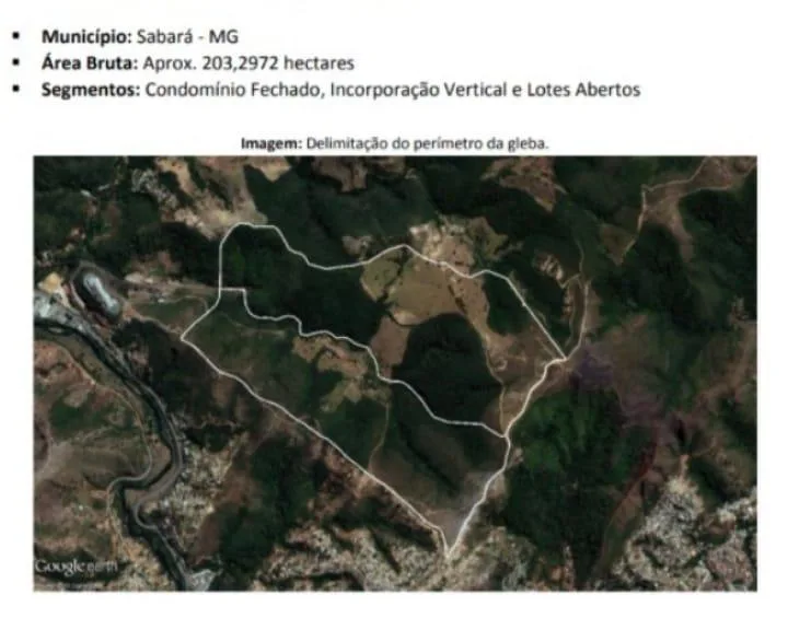 Área para Loteamento para Venda, Sabará / MG, bairro Sobradinho, terreno 203.000 Hectares